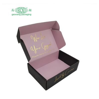 China Recycled Materials Customized Logo Jewelry Box Gold Foil Paper Boxes Wig Clothes Gift Paper Corrugated Mailing Mailing Box Matte Black for sale