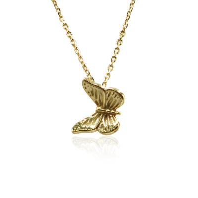 China Fashion Exclusive Unique Best Fashion European New Gold Plated Silver 925 Butterfly Pendant Necklace For Women Girl for sale