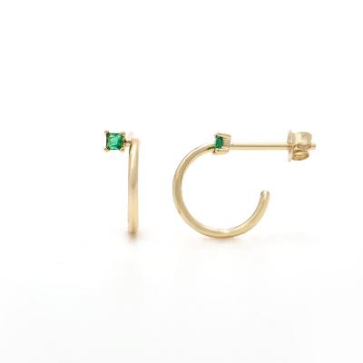 China Fashion Hele S925 Fashion Women Silver Jewelry With Green Zircon Earrings Gold Plated Jewelry Designs for sale