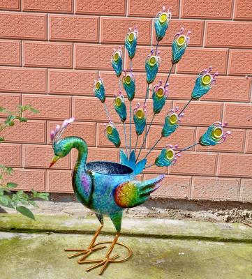 China Decorative Peacock Design Outdoor Garden Peacock Metal Boxes Flower Planter for sale