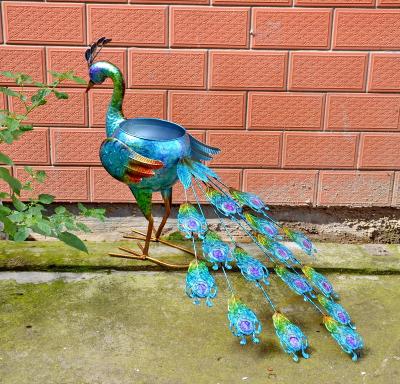 China Peacock Design Lawn Ornaments Tail Peacock Shape Garden Planter Outdoor Metal for sale