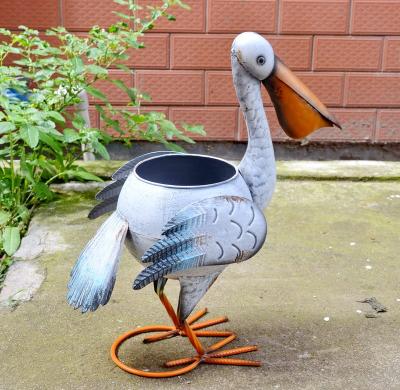 China Bird Design Home Decor Table Top Metal Garden Bird Shape Flower Pot for sale