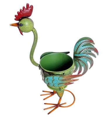 China New Design Metal Rooster Shape Plant Pots Succulent Animal Gardening Flower Pots Planters for sale