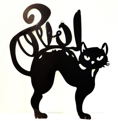 China Cat Living Room Home Decor Laser Cut Metal Cat Iron Wall Art for sale