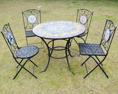 China Table And Chairs Set Metal Folding Table And Chairs Set Outdoor Mosaic Tile Bistro Table for sale