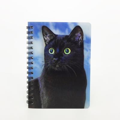 China 2021 Cute Spiral Cat 3d Design Notebook Student Diary Notebook Soft Cover A6 Spiral Notebook for sale