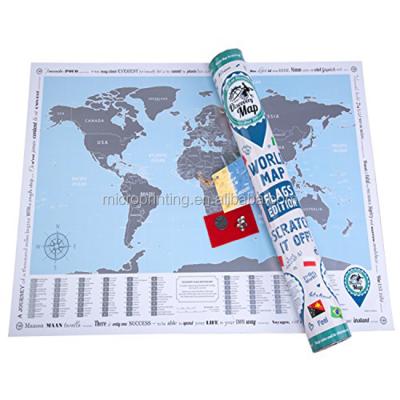 China New Edition PVC Ocean World Scratch Etc. off map design blue world travel map scratch off the world map for sale