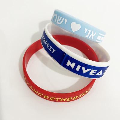 China Wholesale custom design OEM new character personalized design debossed printed color silicone wristband with promotional gift for sale