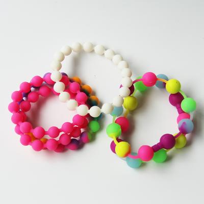 China Fashion Accessories Durable Soft Rubber Wristband Custom Cute Silicone Bead Bracelets For Kids for sale