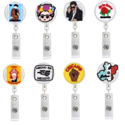 China Office School Custom Cartoon Medical Hearts Shape Stethoscope Nurse Retractable Felt Badge Holder Reels for sale