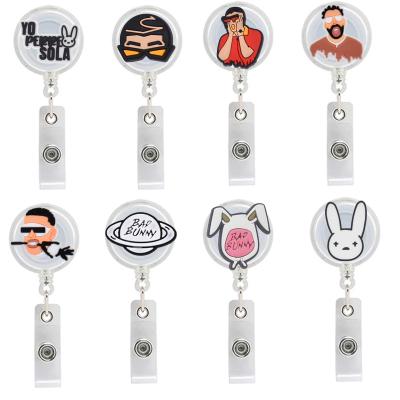 China Popular Bunny Nurse Badge Reels Retractable Office School Bad ID Badge Holder Yoyo Badge Reel Retractable For Gifts for sale