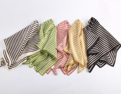 China Real Stripes 100% Silk Scarf High Quality Soft Colored Square Silk Plain for sale