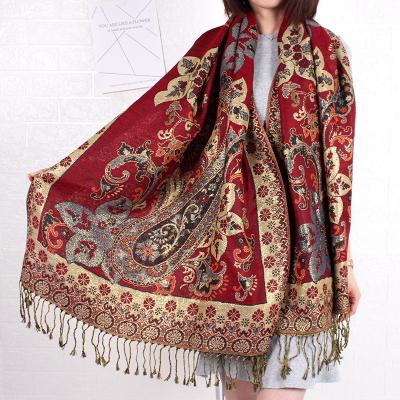 China Latest Soft Soft Feeling Muslim Women Use In Winter Metallic Scarf And Shawl Pashmina Scarf for sale