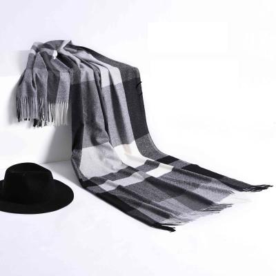 China Modern Popular Custom Cashmere Square Plaid Scarves Acrylic Squishy Wool Sweater Women Men Striped Knit Winter Knitted Real Ladies Cashmere Scarf for sale