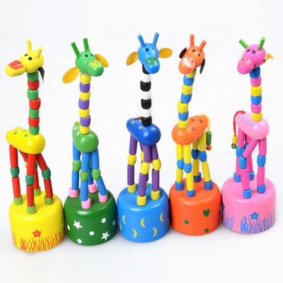 China Cartoon Toy XINGMING Creative Animal Doll Giraffe Wooden Model For Children for sale