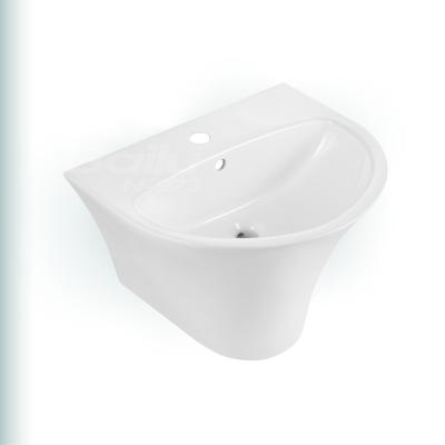 China BAILU N-973 Minimalist Round Bathroom Sink One Piece Wall Hung Ceramic Wash Basin Foshan Guangdong Chaozhou Wall Basin for sale