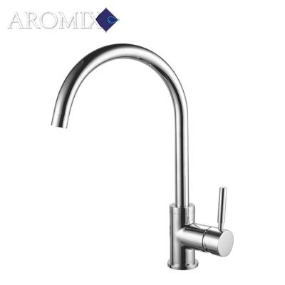 China Hot And Cold Water On The Other Side Mixer Sink Kitchen Modem Long Neck Passed Brass Kitchen Faucet Chromed Faucet for sale