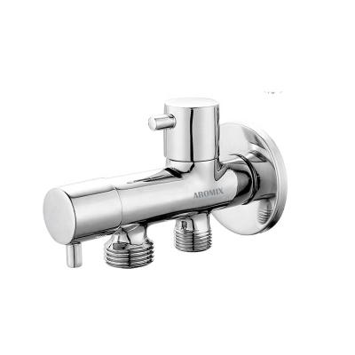 China Modern In Two Outlet Double Control Angle Valve Chromed Brass Multifunction Shunt Water Valve for sale