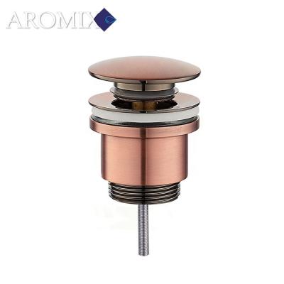 China Modern Modern Bathroom Sink Drain With 63 Mm Large External Outlet Brass Red Bronze Finish Waste Basin Automatic for sale