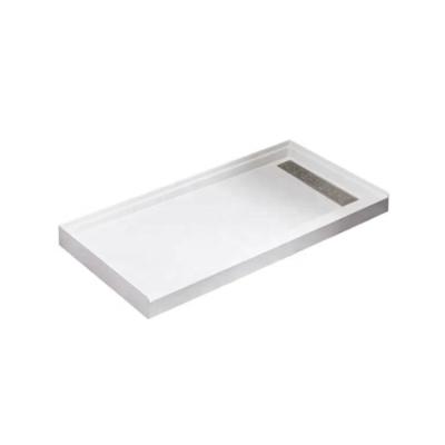 China Contemporary Wholesale Trench Drain Pan Shower Cast Shower Base with Center Drain in White for Bathroom Shower Room for sale