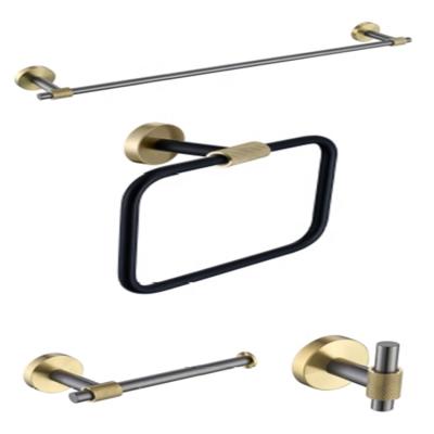 China Modern Hot sell Black and gold  4 Pieces Bathroom Hardware Set stainless steel luxury  Accessories Set for sale