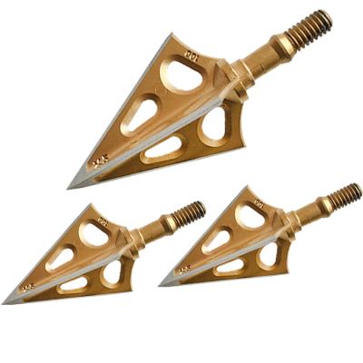 China Customization Gold X5 Hunting Fixed 3 Blade Broadheads Shot 100 Grain Arrowhead Hunting Arrow for sale