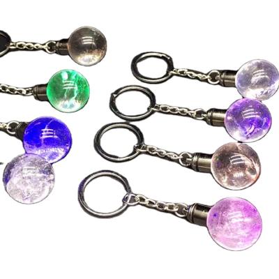 China Wholesale Natural Stone Key Rings Souvenir Gifts Promotion Quartz Crystal Key Chains Accessories Jewelry Pink Gift for sale