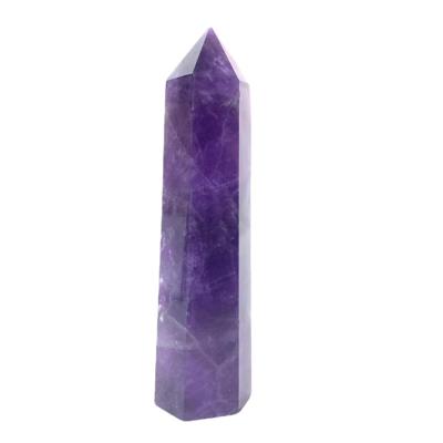 China Wholesale Natural Amethyst Hexagonal Dreamy Simple Acute Crystal Column Europe Amethyst Raw Stone for sale