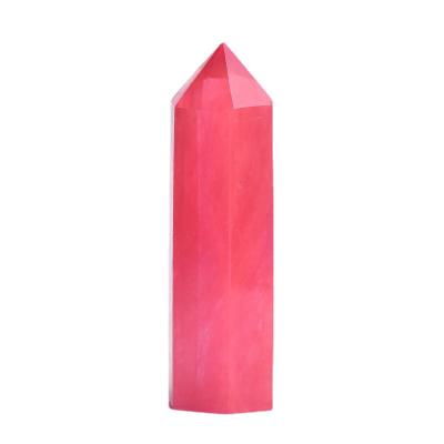 China Europe Single Column Crystal Pointed Hexagonal Prism Red Cast Raw Stone Home Decoration for sale