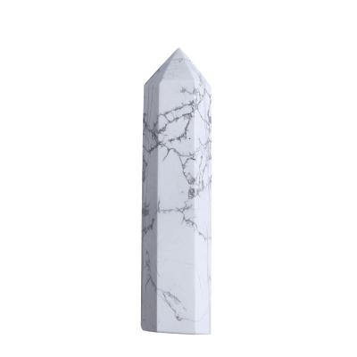 China Europe wholesale natural white howlite healing stone crystal point for home decoration for sale