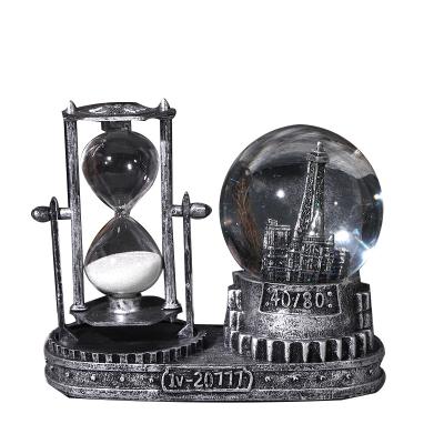 China Sand Timer Sand Timer Retro Iron Europe Iron Crystal Ball Music Box Home Decoration Dream Crafts for sale