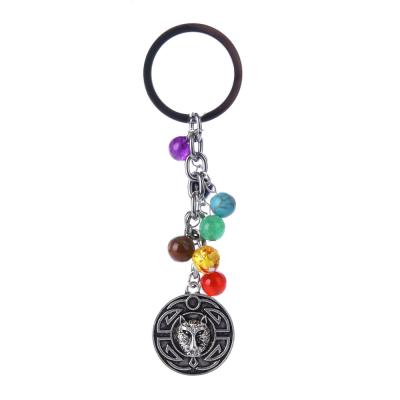 China Heart Peach Owl Tree Life Fitness New Seven Chakra Yoga Energy Yoga Chakra Key Chain Durable Key Chain Women Pendant for sale