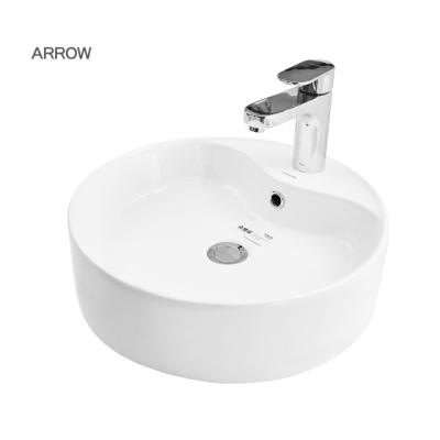 China ARROW Counter Top Brand Modern Sanitary ware White Bathroom Over Counter Ceramic Hair Wash Shampoo Art Basin for sale