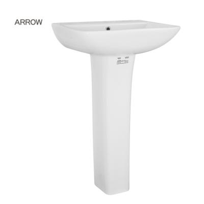 China ARROW Brand Wholesale Supply Floor Sink Ceramic Glazed Glazed Ceramic Hand Wash Basin Pedestal Sink For Public for sale