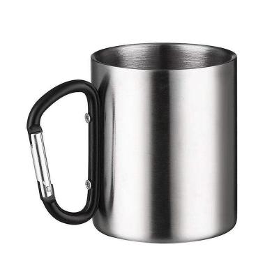 China 310ml Manna Tumbler Cups Wholesale Small Viable Wine 304 Double Wall Stainless Steel With Single Handle Carabiner Cup for sale