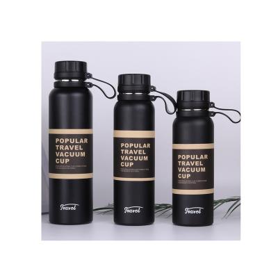 China PORTABLE Straight Shape Wide Mouth Bottle Sports Custom Logo Stainless Steel Water Bottle With Handle Lid for sale