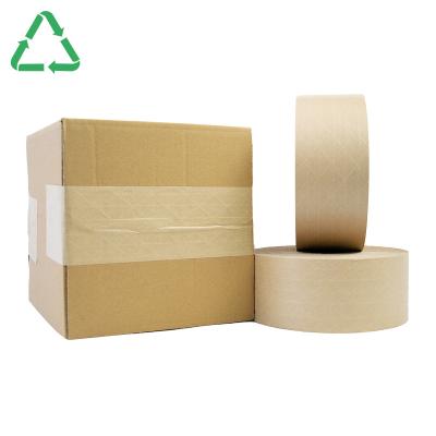 China Cardboard Sealing Supplier Global Top More Durable Wet Water Activated Bonded Custom White Kraft Brown Paper Tape for sale