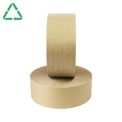 China Kraft Paper Low Cost Brown Kraft Sealing Custom Wet Paper Wet Water Activated Tape White Logo for sale