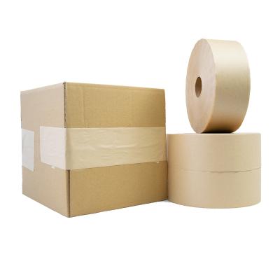 China Hot Sales Cardboard Sealing TapePower Printing Logo Gummed Paper Kraft Custom Brown Wet Water Activated White Packing Tape for sale