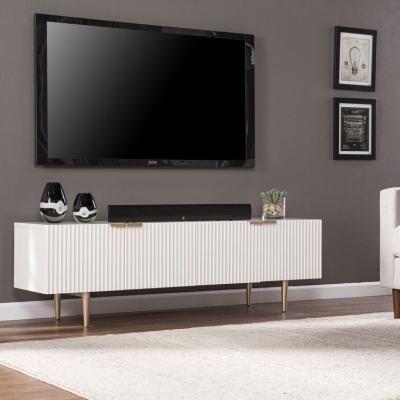 China Assemble Nordic Modern Living Room Furniture Hot Sale TV Stand 75 Inch White Wood TV Stand With Storage Cabinet for sale