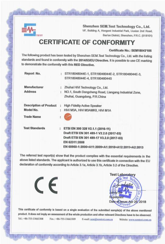 CE - Zhuhai Hivi Technology Co., Ltd.