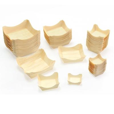 China Disposable 100% Biodegradable Disposable Pine Wooden Mousse Cup Dessert Plate for Catering Events Wedding Parties for sale