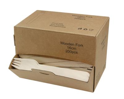 China Disposable Factory Price Compostable Wooden Cutlery Kit Biodegradable Disposable Birch Wood Cutlery Set Eco Knife Spoon Fork for sale