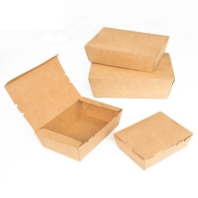 China Disposable Disposable Kraft Take out Food Containers To Go Food Boxes Paper Packaging Leak Grease Resistant Cardboard Lunch Boxes for sale