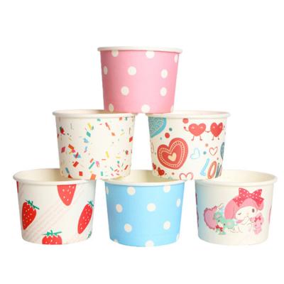 China Disposable Custom Printed Disposable Yogurt Ice Cream Paper Cup Paper Bowl with Lid for sale