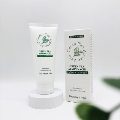 China Anti Acne Treatment Green Tea Aloe Vera Vera Face Wash Foam Organic Amino Acid Facial Cleansing Detergent For Beauty for sale