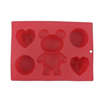 China Candy Chocolate Cake Baking Food Grade Easy Clean Silicone Little Cute Bear And Love Heart Form Pastry Chocolate Cake Mold for sale