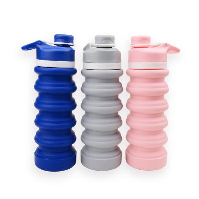 China Hot Sale Eco-friendly Silicone Water Bottle Stocked Portable Travel Sports Drinking Collapsible Bottle for sale