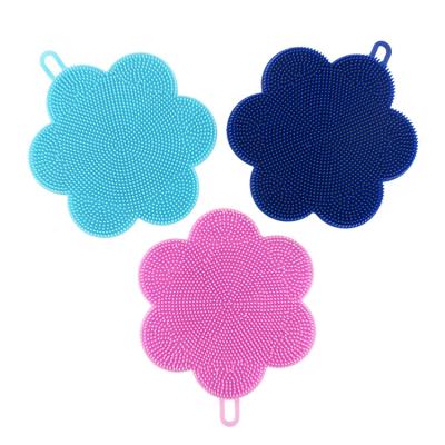 China Durable Double Sided Silicone Dish Bowl Scouring Pad Cleaning Brush Mat For Kitchen for sale