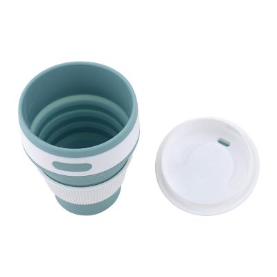 China Outdoor Collapsible Cup Heat Resistant Portable Silicone Water Stored Collapsible Cup With Lid for sale